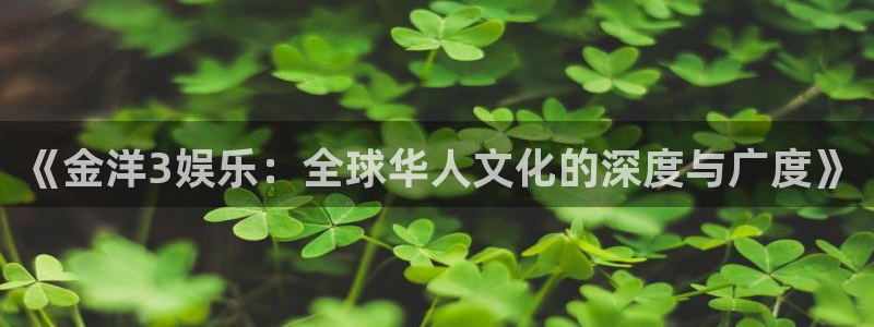 新城平台体育凯捷平台主管：《金洋3娱乐：全球华人文化的深度与广度》